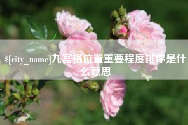 万宁九宫格位置重要程度排序是什么意思